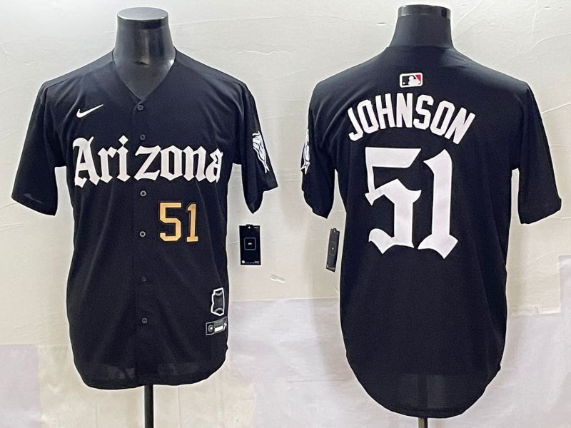 Men 2025 Arizona Diamondback #51 Johnson Black Five generations Joint Name Nike MLB Jersey style 9->arizona diamondback->MLB Jersey